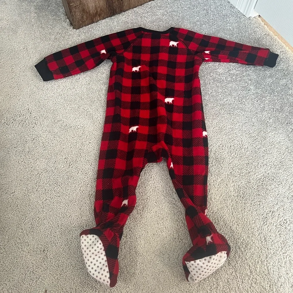 The Children's Place Red and Black Plaid Footies